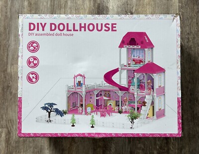 Doloowee DIY Dollhouse, 3-Story Kids Doll House with Furniture & Accessories 3+