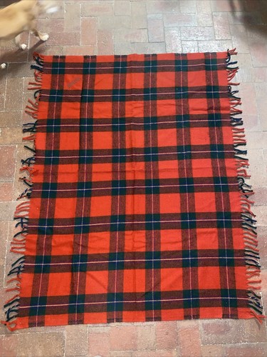 Faribault Woolen Mill Red Green Plaid Acrylic Throw Blanket Rectangle 55”x40”