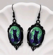 black cat earrings halloween fashion jewelry NEW Free Shipping 1.5 inch