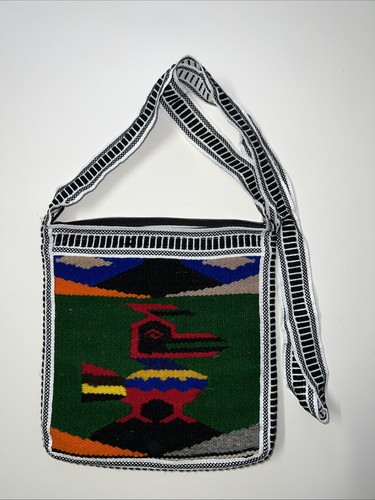 Handmade multiclor Shoulder Bag Ethnic Ornament Ecuador - Picture 2 of 2