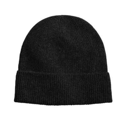 Club Room Men's Black Cashmere Ribbed Cuff Beanie