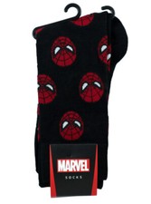 Spider-Man Crew Height Socks Athletic Casual Multi-Logo Black Marvel Comics New