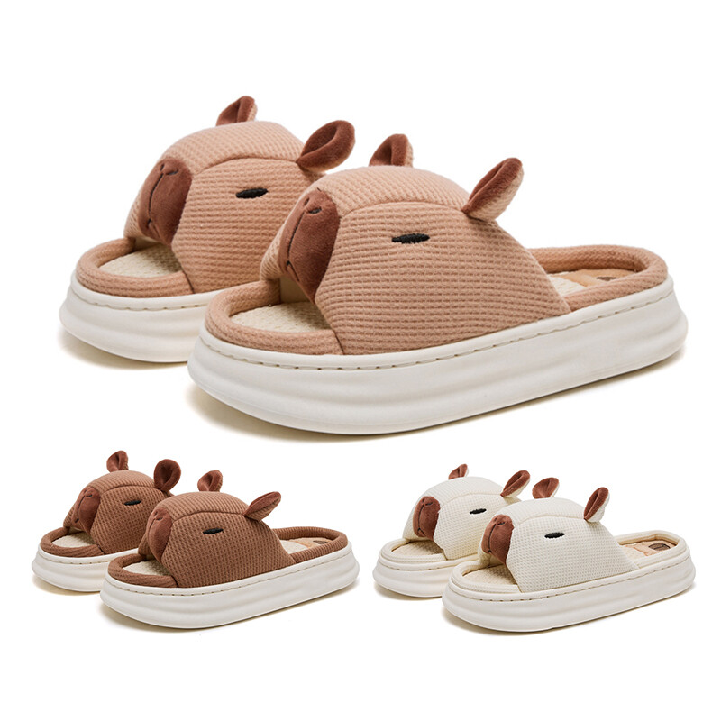 SAOLA Ciabatte coppia estive lino cartone animato suola spessa morbida antiscivolo tempo libero scarpe casa