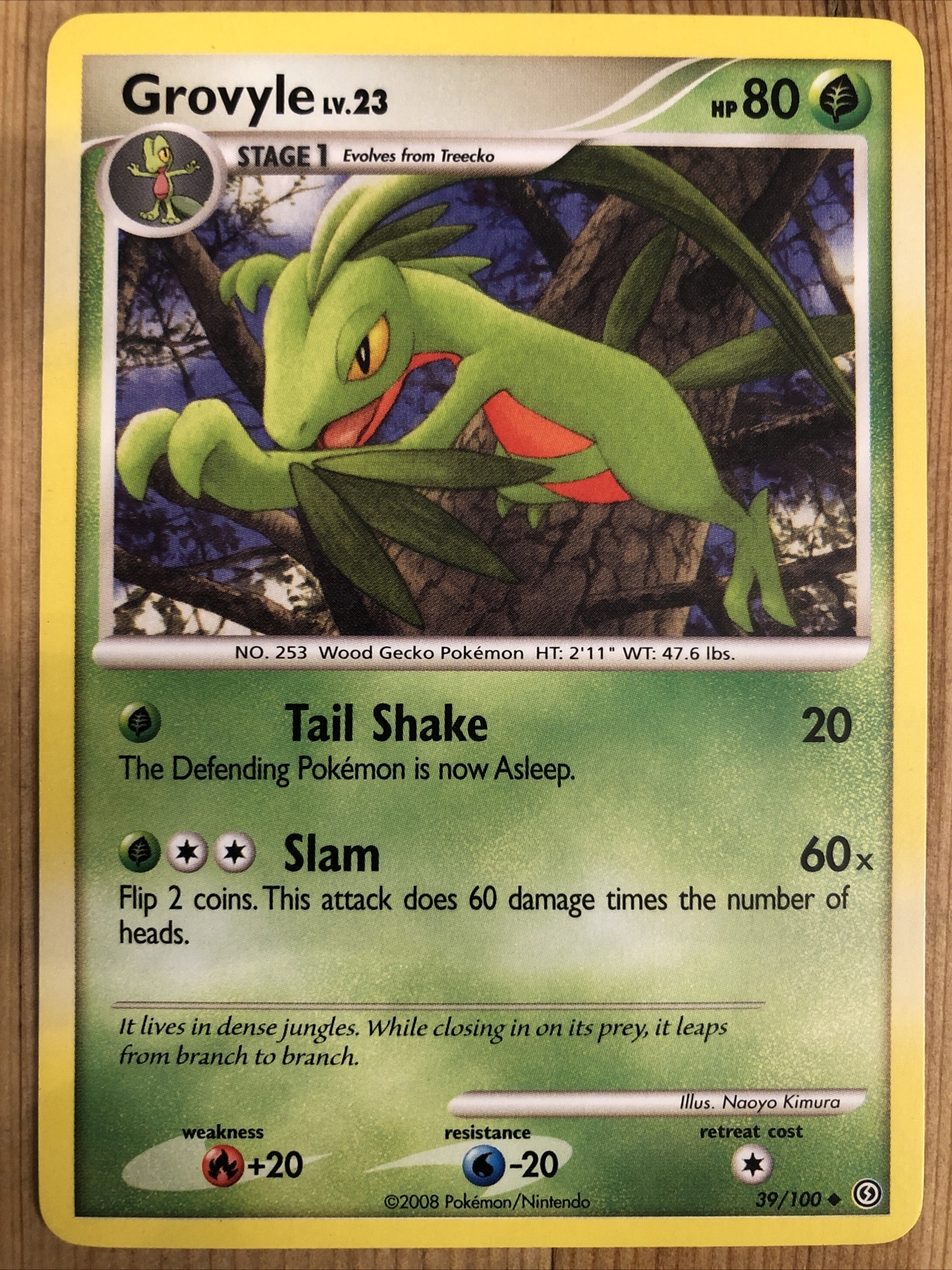 1x - Grovyle - 39/100 - Uncommon LP, English Pokemon Stormfront