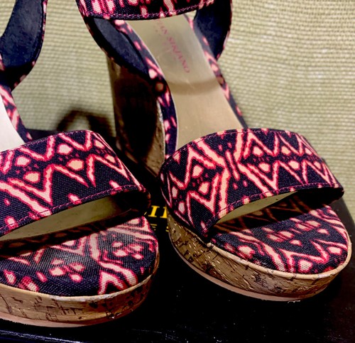 Christian Siriano Women Black/ Magenta Open Toes Wedge Sandals/ Size 7.5 - Picture 4 of 6