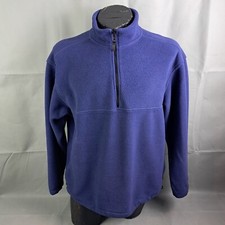 Vintage Eddie Bauer EB Tek Polartec Sweater Size Medium Men 1/4 Zip Pullover Blu