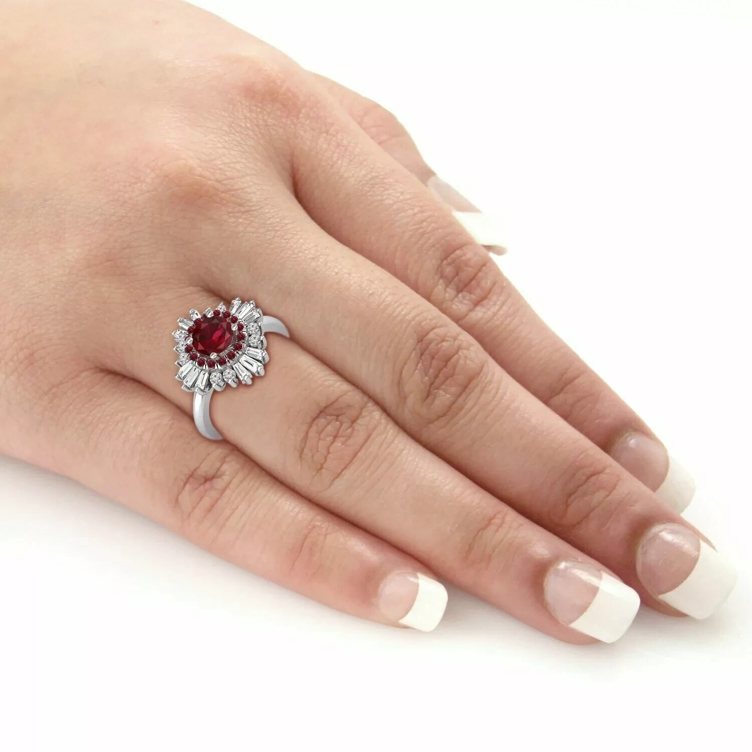 2ct Round Lab Created Pink Ruby Solitaire Engagem… - image 2