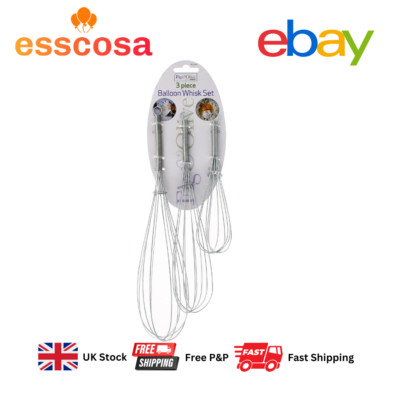 3 Stück Edelstahl Werkzeug Ballon Schneebesen Mixer Set Ei Milch Schläger Küche