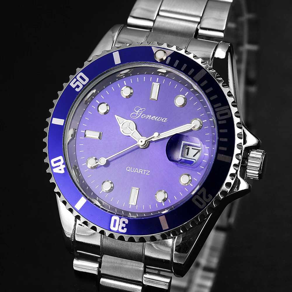 Men Fashion Military Stainless Steel Date Glass Sport Quartz