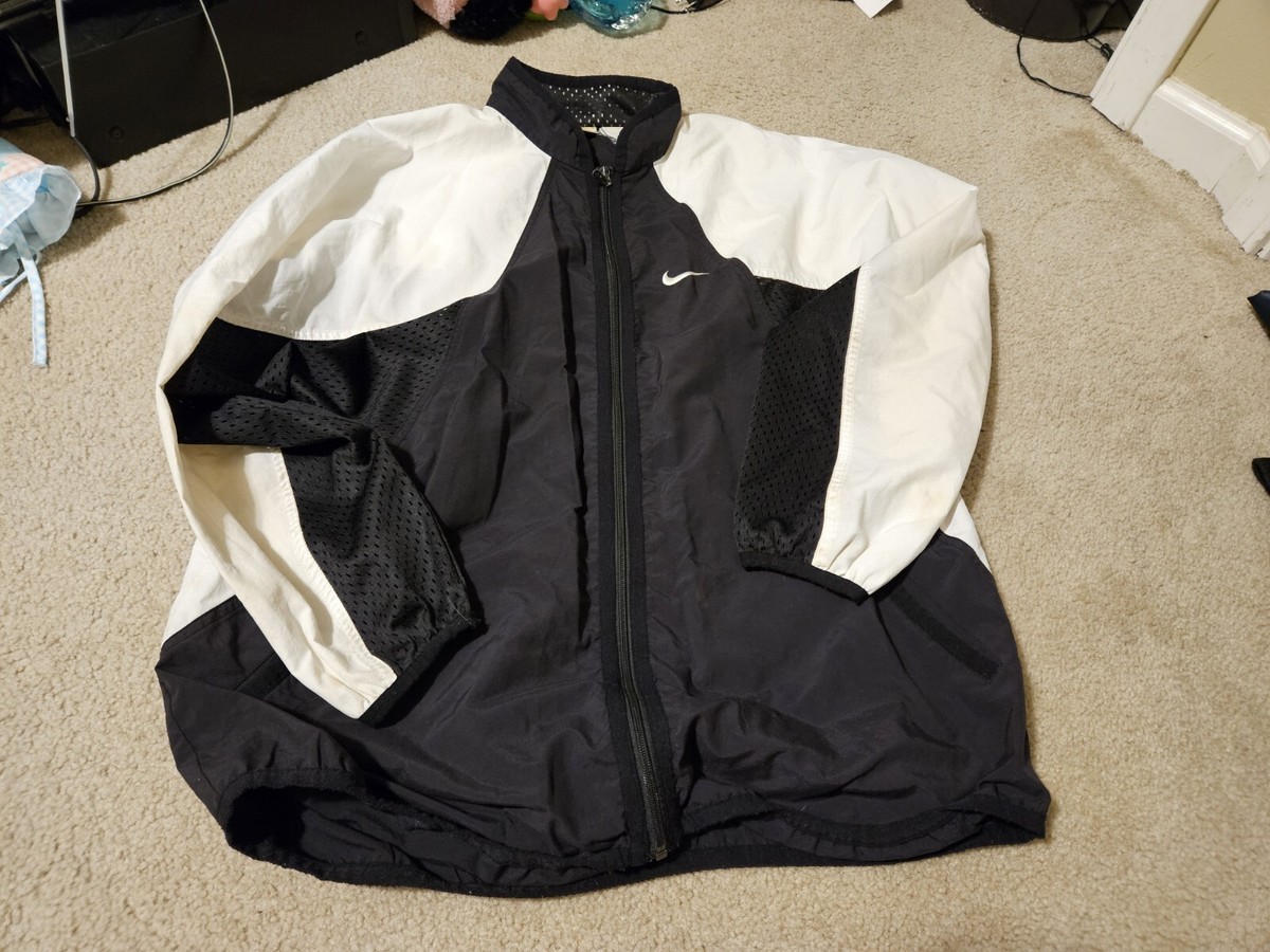 Vintage Rare 90s Nike Windbreaker Jacket Black And White ColorWay