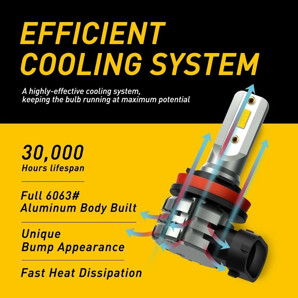 Lâmpada de neblina LED âmbar H11 H8 para Subaru Legacy/Forester/WRX STI/Outback 3000K - Imagem 4 de 4