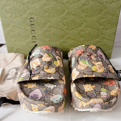 ★送料込★GUCCI Kawaii Pikarar ラバースライドサンダル Gucci x Pikarar Kawaii Supreme Interlocking GG Platform