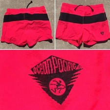 Op Ocean Pacific Neon  Black Color Block Nylon Swim Shorts Sz L 80s 90s Style