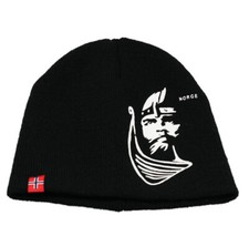 Norway Viking Knit Ski Hat Black, NEW