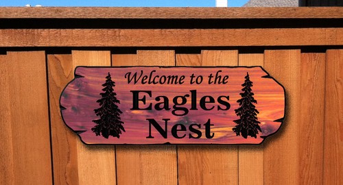 Personalized Custom Carved Cedar Wood Sign - Pine Trees -Rustic- Hunting- Cabin - Picture 3 of 4
