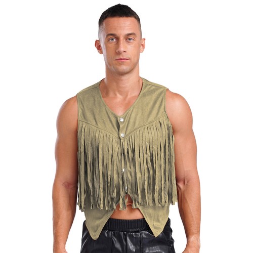 Chaleco para Hombres Chaqueta con Flecos Dobladillo Irregular Chaleco Borla Prendas Exteriores De Colección Tanque - Imagen 56 de 75