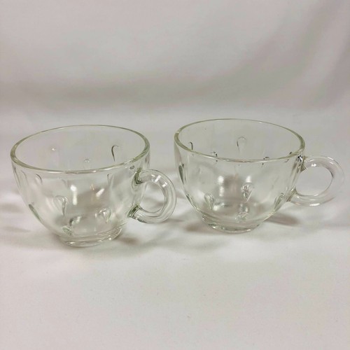 Set of 2 Hazel-Atlas Clear Glass Teardrop 2 3/8" Snack Punch Cups - Picture 2 of 4