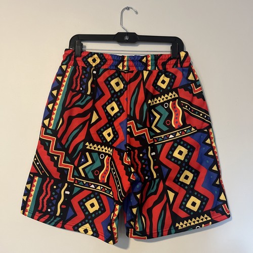 Men’s 100% Authentic Reason Brand Fleece Multicolor Sweat Bermuda Shorts Size M - Picture 2 of 7