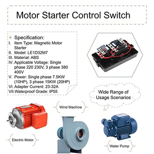 Magnetstarter, LE1D32M7 Einphasig 23Amp 3 Phasen 32Amp Motorstarter Elektr - Bild 2 von 12