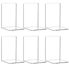 Book Ends 6 Pcs Acrylic Bookends Clear Holders for Shelves Organizer with