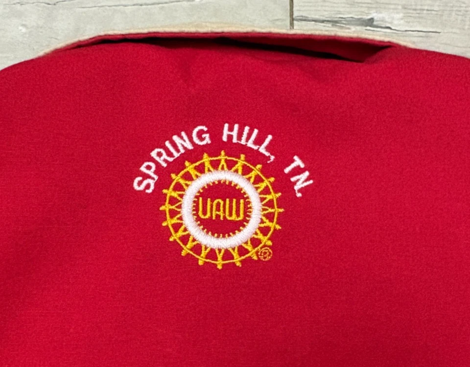 VTG 90s Saturn Auto UAW 3 Million & Counting Prime Union Jacket Red Sz L Bomber - product detail image 17