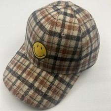 Gorra de béisbol Aerie Smiley Face a cuadros mezcla de lana marrón tostado a cuadros OS