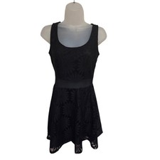 Y2K Sunflower Lace Fit & Flare Dress - Sleeveless Party Cocktail Dress - Size M