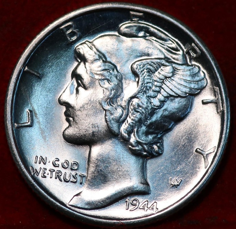 Uncirculated 1944-D Denver Mint Silver Mercury Dime