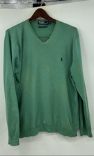 Polo Ralph Lauren Green 100 Pima Cotton Pullover Sweater Men's L V Neck