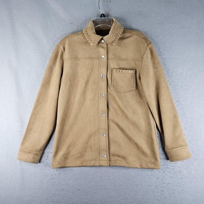 Bagatelle Collection Jacket Womens XS Beige Faux Suede Snap Front Western