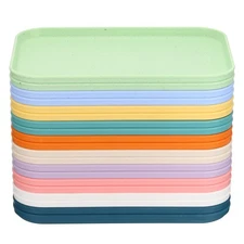 7.9x5.9" Fast Food Serving Tray, 20 Pack Bulk Plastic Kitchen Trays for Eating