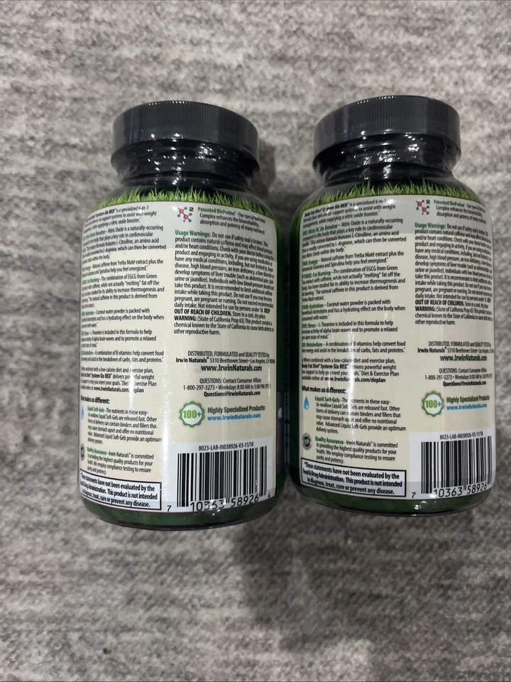 Sistema de dieta de grasa corporal Irwin Naturals - Seis ROJOS con refuerzo nítrico 72 ct paquete de 2 Foto 3 de 4