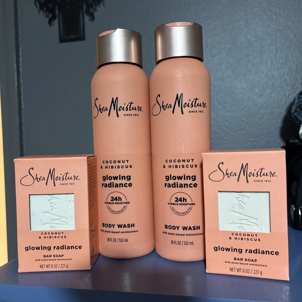 Jabón corporal de hibisco de coco hidratación de karité 18 oz 24 horas humedad visible lote de 4 Foto 4 de 4