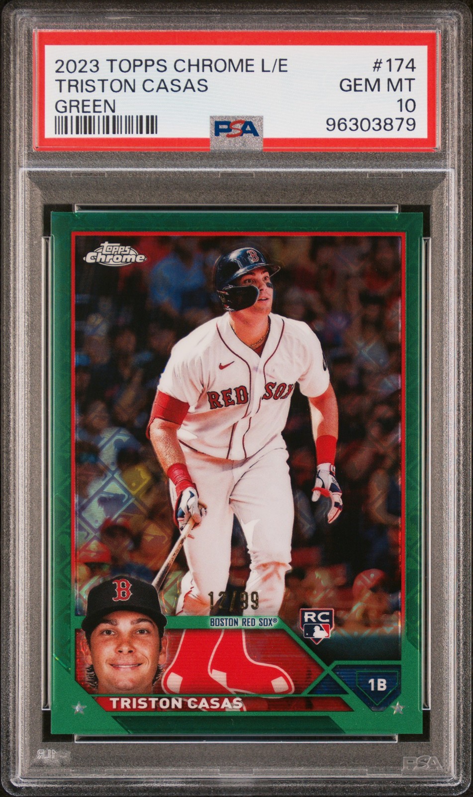 Triston Casas 2023 Topps Chrome #174 Green Logofractor Rookie /99 PSA 10