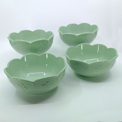 Set of 4 Princess House Marbella Mint Green Soup/Cereal Bowls (3293)