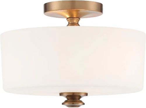 Travis Semi Flush Light, 2-Light, 120W, Vibrant Gold Finish - Picture 1 of 7