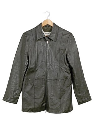 Esprit Damen Lederjacke Gr. 36/S Grün Echtleder Jacke Klassisch