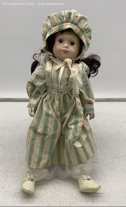 Brinn's 1990 Porcelain Striped Green Dress Doll