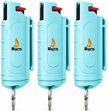 Burn Pepper Spray 3 Pack 0.5oz Police Strength OC Self Defense Keychain Green