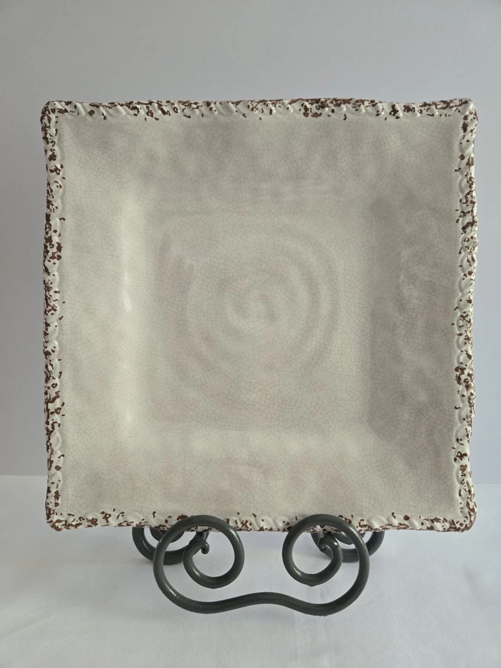 JUEGO DE 10 PLATOS CUADRADOS DE MELAMINA CRAQUELADA RÚSTICA KIM SEYBERT 10,5" NUEVOS Foto 3 de 4