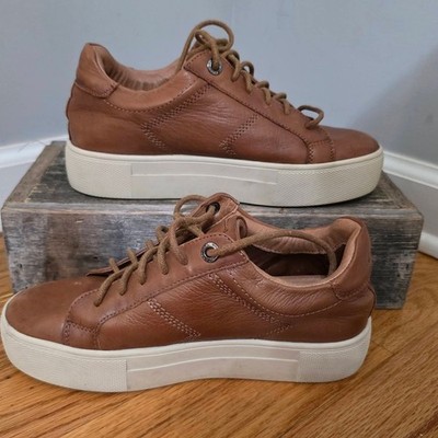 Carmela Brown Leather Platform Sneakers Lace Up Comfort Shoes Women s Size 37