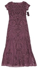 New Pisarro Nights Womens Size 6 Mauve Beaded Embellished Mesh Gown Dress