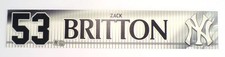 2019 Zack Britton #53 NY Yankees Game-Used Locker Name Plate COA #JD691899