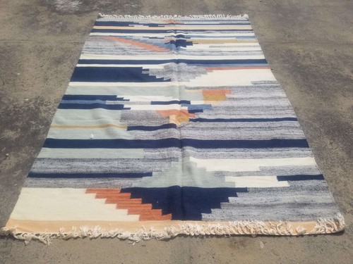Fine Vintage Traditional Hand Made Scandinavian Wool Multicolor Kilim 275x182cm