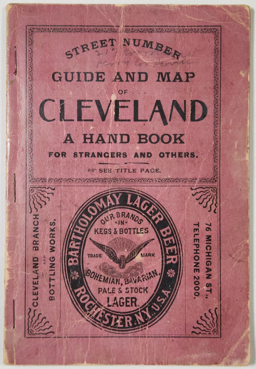 1894 Street Number Guide Map Cleveland Handbook Ohio Avenue Index Tourist Bookle