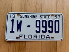 1957 Florida License Plate - Numbers YOM Clear