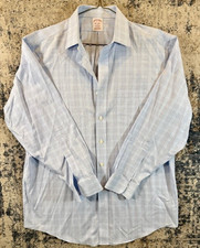 Brooks brothers classic blue shirt white stripes 16-33 100 cotton excellent