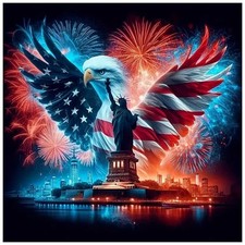 5D Eagle Diamond Painting Kit, American Flag Diamond Art Kits for Adults, Full D