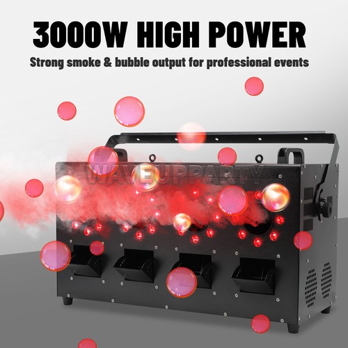PAIDUN RGBW 3000W 4-Wheel Bubble Machine Smoke Fog Effect Wedding Show Theater - Picture 4 of 13