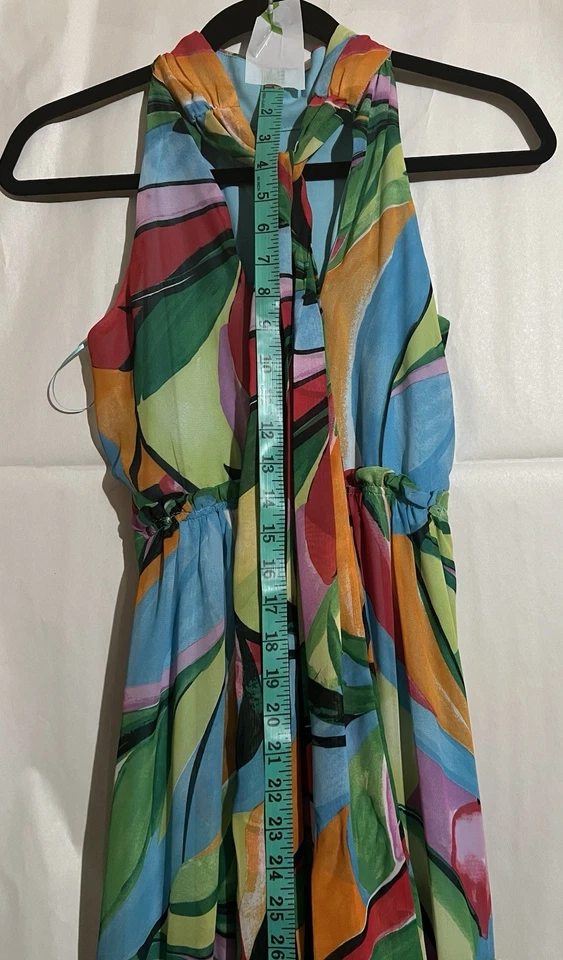 NICOLE MILLER Y2K 几何长裙围巾连衣裙小号层叠娃娃 — 第 3/4 张图片